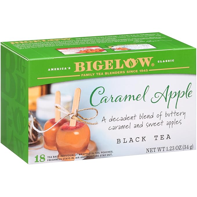 Bigelow Tea Caramel Apple Black Tea Caffeinated Tea with Caramel and Apple Holiday and Christmas Tea 18 Count Box (Pack of 6) 108 Total Tea Bags