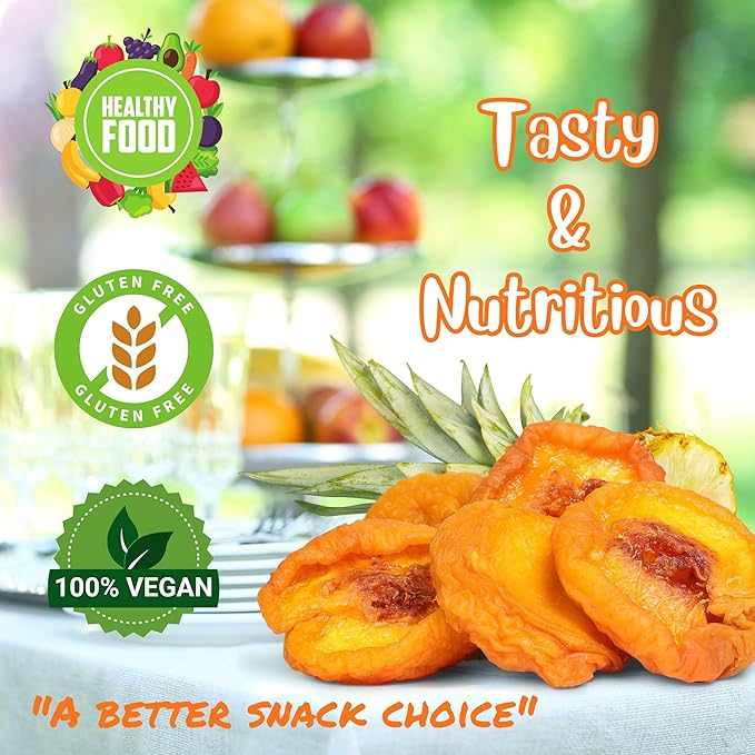 Dried Peaches by It's Delish 1 Lb (16 Oz) Bag | Naturally Sweet Fancy Peach Halves Slices No Sugar Added Dried Fruit Healthy Snacks Fresh and Dry Sliced Peaches Snack | Vegan Kosher