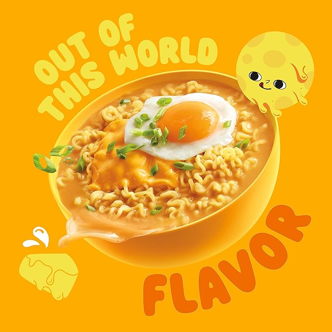 Cheesy Ramen - Cheddar Soup Ramen | Mild Kick Creamy &amp Savory Korean Noodles | 3.92 oz (Pack of 32)