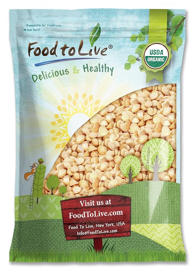 Food to Live Organic Macadamia Nut Halves &amp Pieces 8 Pounds – Non-GMO Raw Shelled Unsalted Kosher Vegan Bulk. Keto Snack. Source of Healthy Fats. Topping for Salad Yogurt Cereal Dessert.