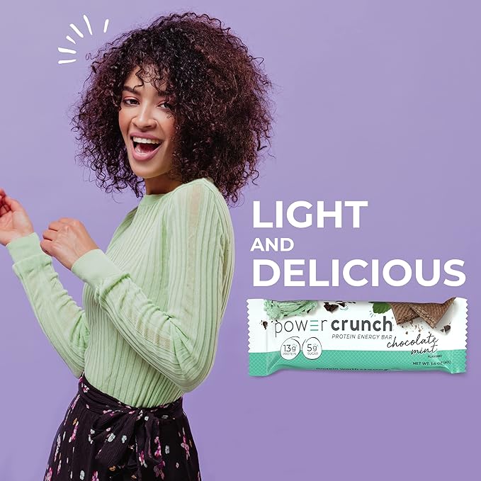 Power Crunch Protein Wafer Bars High Protein Snacks Chocolate Mint (12 Count) and Cinnamon Roll (12 Count)