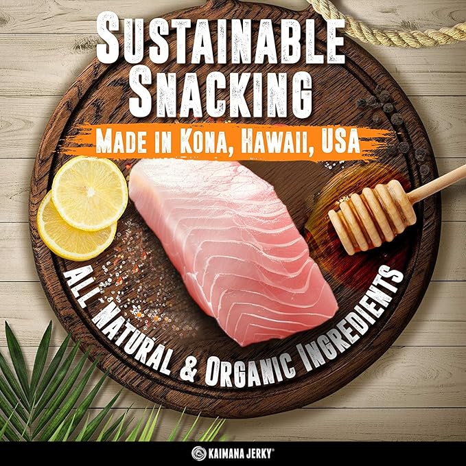 Wahoo Ono Fish Jerky Variety Sampler- Smokin' Hickory O.G Island Citrus &amp Spicy Chili - Organic Gourmet Smoked Fish Strips Rich in Omega-3 &amp Protein Low-Calorie Low Sodium &amp Sugar- 9