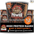 Power Noods High Protein Ramen Noodles - 12 or 6 Pack | Protein Ramen Cups for Lunch or Dinner | Better for You Plant-Based Instant Meal | Hot 'N' Spicy