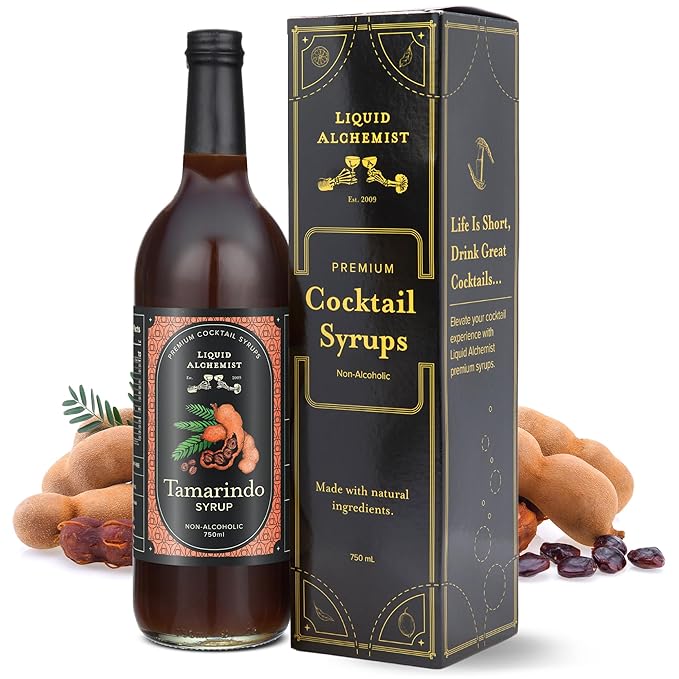 Liquid Alchemist Tamarind Syrup for Cocktails - Real Ingredients Make our Tamarindo Syrup the Perfect Spicy Margarita Mix - Made Fresh with All Natural Tamarind Concentrate (25.4 oz)