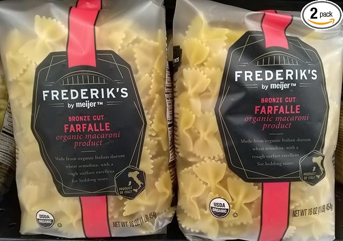 Organic Macaroni Bronze Cut Farfalle Pasta (2 Bags 16 oz. each)