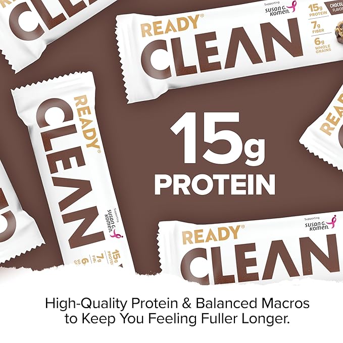 Ready® Protein Bars - High-Protein Snack with 15g Whey Protein All-Natural Ingredients Supports Lean Muscle and Recovery - Chocolate Chip (15 Pack)
