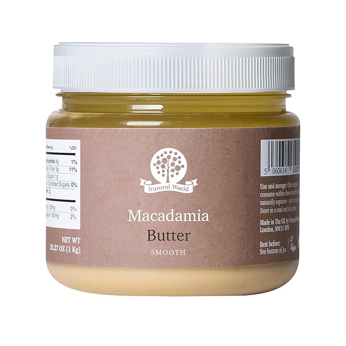 Nutural World - Smooth Macadamia Nut Butter 35 Oz (1kg) / 100% pure single ingredient