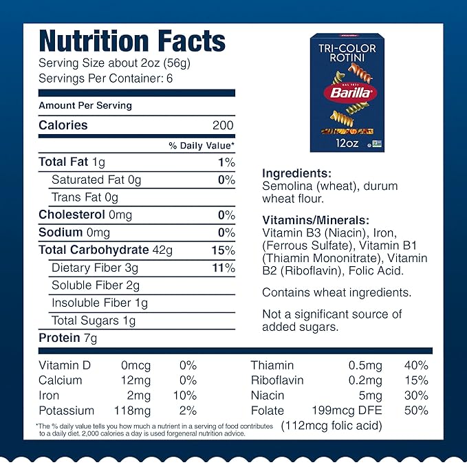 Barilla Tri-Color Rotini Pasta 12 oz. Box (Pack of 16) - Non-GMO Made with Durum Wheat Semolina - Kosher Certified