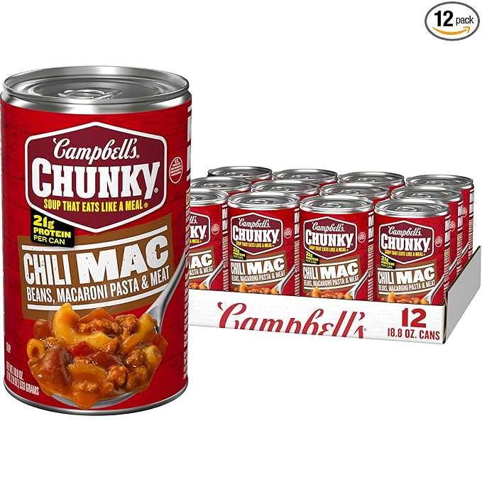 Campbell’s Chunky Chili Mac Soup 18.8 oz Can (12 Pack)