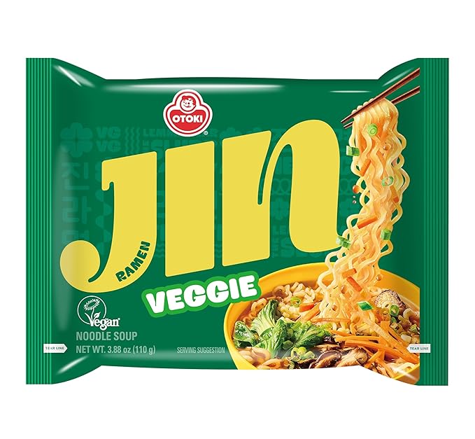 OTOKI Jin Ramen Veggie Korean Vegan Instant Ramen Plant-Based Vegetable Broth Savory &amp Umami Flavor Ready in 4 Minutes 4.23 oz (Pack of 8)