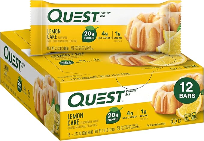 Quest Nutrition Blueberry Muffin (12 Count) and Lemon Cake (12 Count) Protein Bars Bundle High Protein Gluten Free