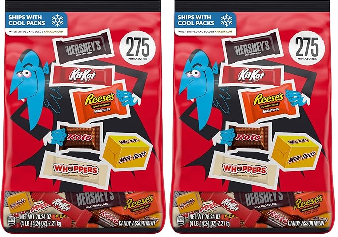 Hershey Miniatures Assorted Flavored Halloween Candy Bulk Bag 78.24 oz (275 Pieces) (Pack of 2)