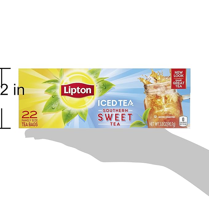 Lipton Family-Sized Black Iced Tea Bags Southern Sweet Tea 22 ct (Pack of 6)