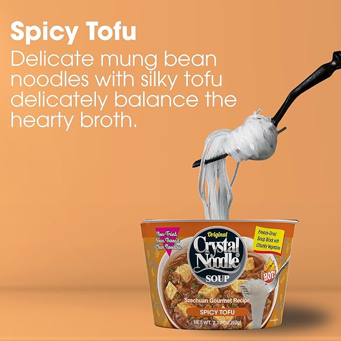 Crystal Noodle Soup Spicy Tofu (Pack of 6 Cups) 2.4 OZ