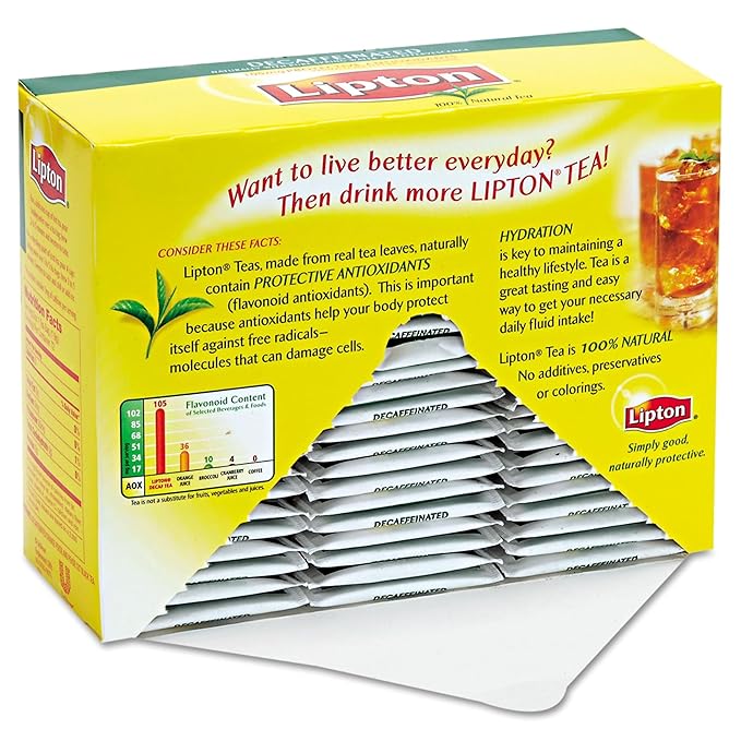 Lipton Black Decaffeinated Hot Tea 72 count tea bags per box 6 boxes per case