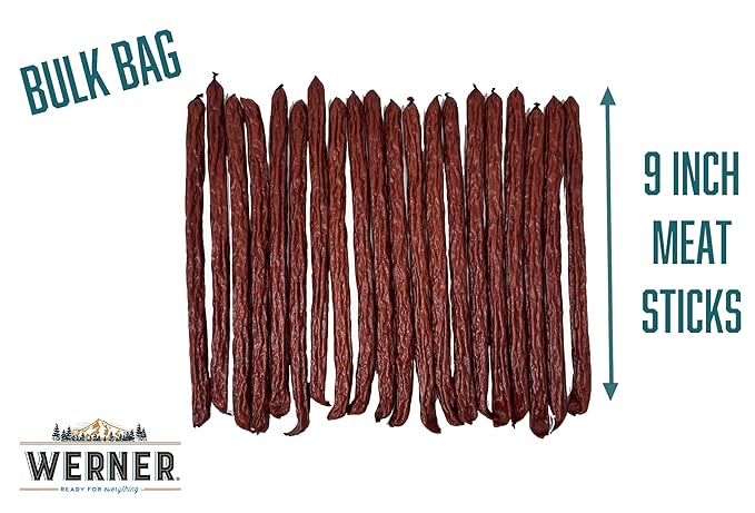Werner Smoked Meat Sticks - 60 Pork and Beef Sticks Bulk Variety Pack Hot Pepperoni Pepperoni and Teriyaki Meat Snacks (20 Sticks of Each 9 Sticks)