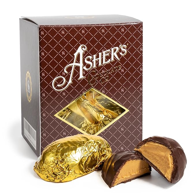 Asher's Chocolates Chocolate Covered Eggs Individually Wrapped 2oz Eggs Covered in Chocolate Spring Collection of Easter Eggs Small Batches of Kosher Chocolate Family Owned Since 1892 (6 Eggs Da