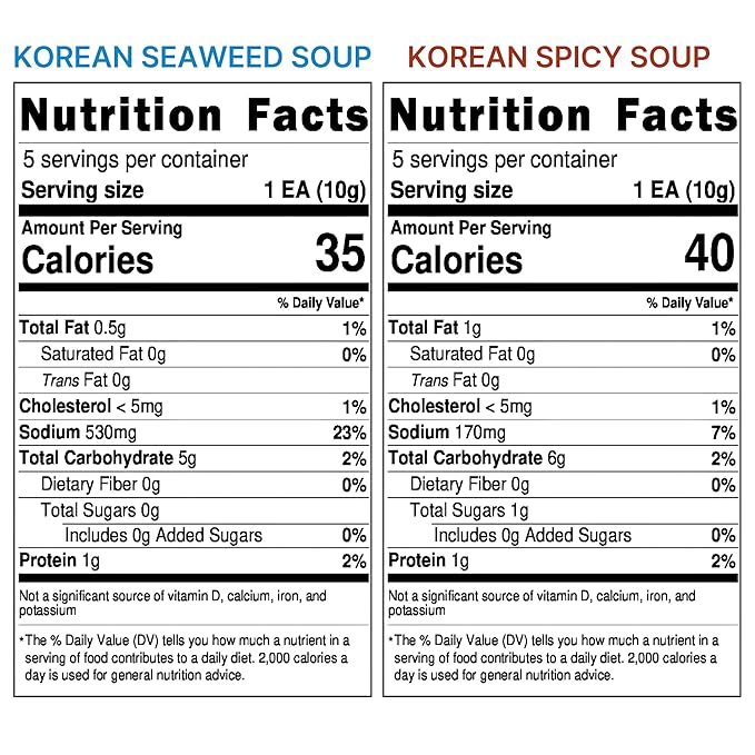 Korean Freeze Dried Instant Soup Multi-Pack (Seaweed Soup 10g × 5ea) + (Korean spicy soup 10g × 5ea) Easy cooking Individual packaging 한국 전통 국 미역국 Miyeokguk 육개장 Yukgaejang (10ea (Seaweed 5ea + Spicy