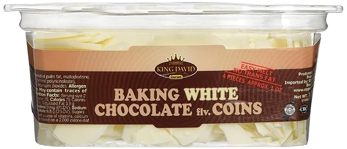 King David Kosher Easy Melt Non Dairy White Baking Chocolate Flavored Coins 12.34-ounce Jars (Pack of 3)