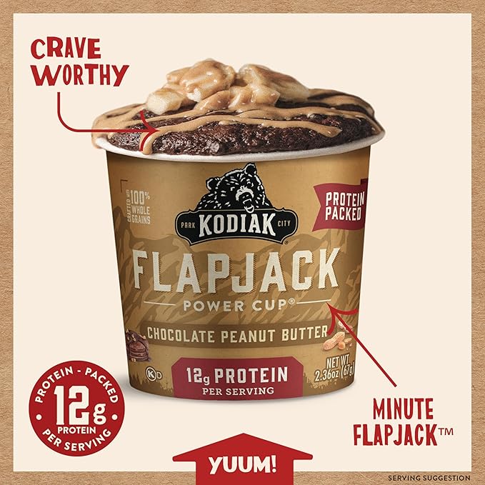Kodiak Cakes Pancake On the Go Chocolate Peanut Butter 2.5 Ounce (Pack of 12)
