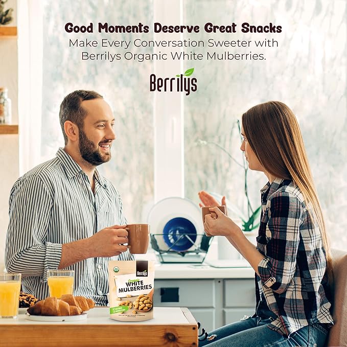 Berrilys Natural Unsweetened Dried Tart Cherries 1 lb No Sweet Added Great for Baking Snacking &amp Salads + Natural Dried Mulberries White Mulberry Non-GMO Unsulfured Raw 10oz Plant-based.