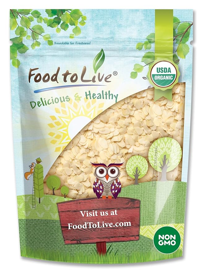 Food to Live - Organic Blanched Sliced Almonds 3 Pounds — Non-GMO Raw Unpasteurized Unsalted Vegan Keto Paleo Kosher Bulk High in Protein
