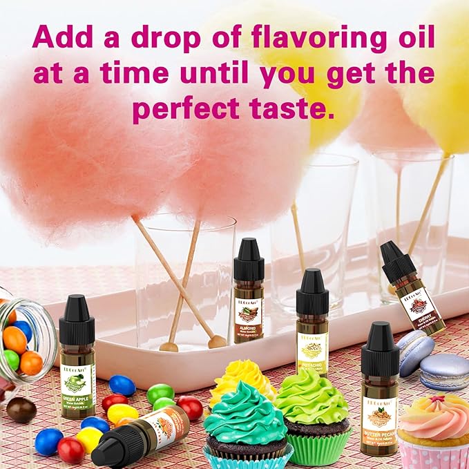 Food Flavoring Oil - Concentrated Candy Flavors 6 Liquid Lip Gloss Flavoring Oil Almond Butter Pecan Pistachio Flavor Oil for Baking Cooking Slime Making Drinks Water &amp Oil Soluble - 0.25 Fl