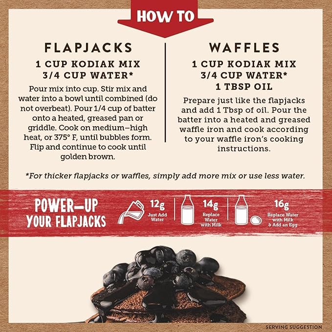Kodiak Cakes Protein Pancake Power Cakes Flapjack and Waffle Baking Mix Dark Chocolate 18 Ounce (Pack of 6)