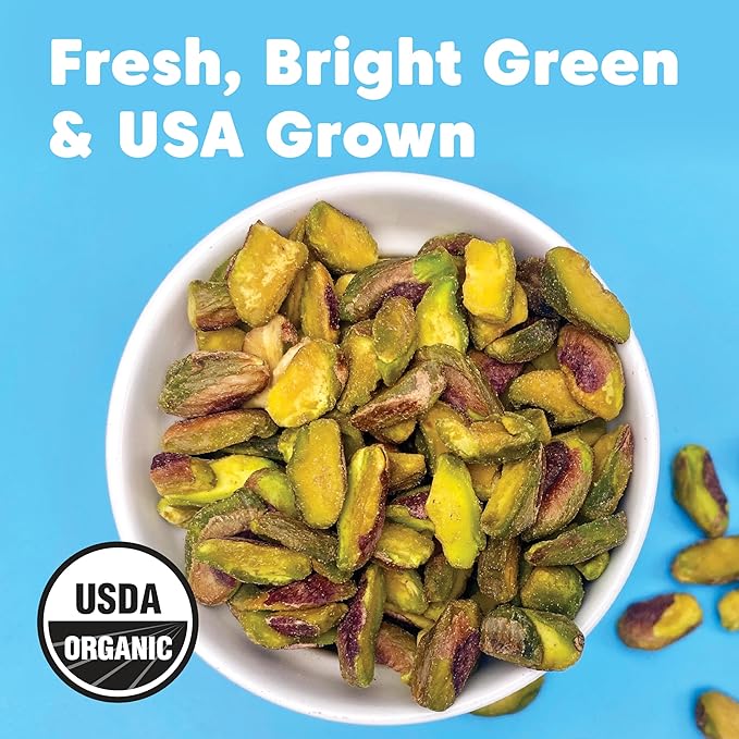 Wilderness Poets Organic Pistachios - Bright Green Pistachio Nut Halves No Salt Grown in California (2 Pound)