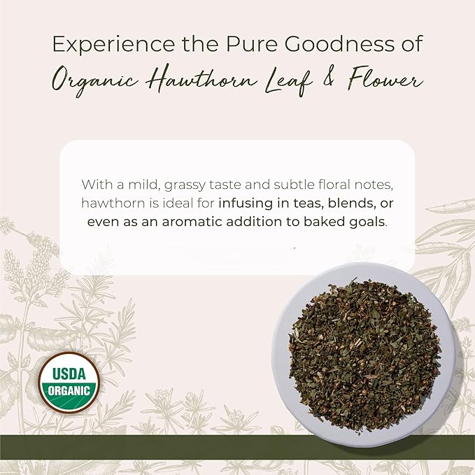 Starwest Botanicals Organic Hawthorn Leaves &amp Flowers - Dried Loose Leaf Herb for Tea Cut &amp Sifted Certified Kosher Non-GMO - Bulk 1 lb Bag