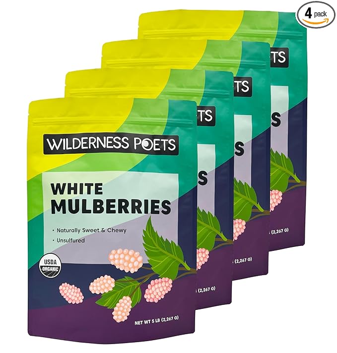 Wilderness Poets White Mulberries - Organic &amp Raw (320 Ounce - 20 Pound)