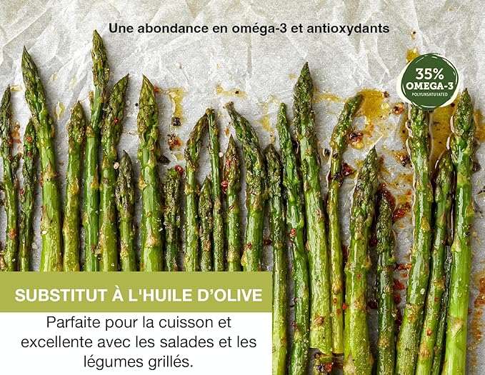 Cold-Pressed Virgin Camelina Oil 500mL by Signé Caméline | High Smoke Point 475°F | Rich in Omega-3 &amp Vitamin E | Alternative to Olive Oil | Vegan | Made in Canada | Non-GMO
