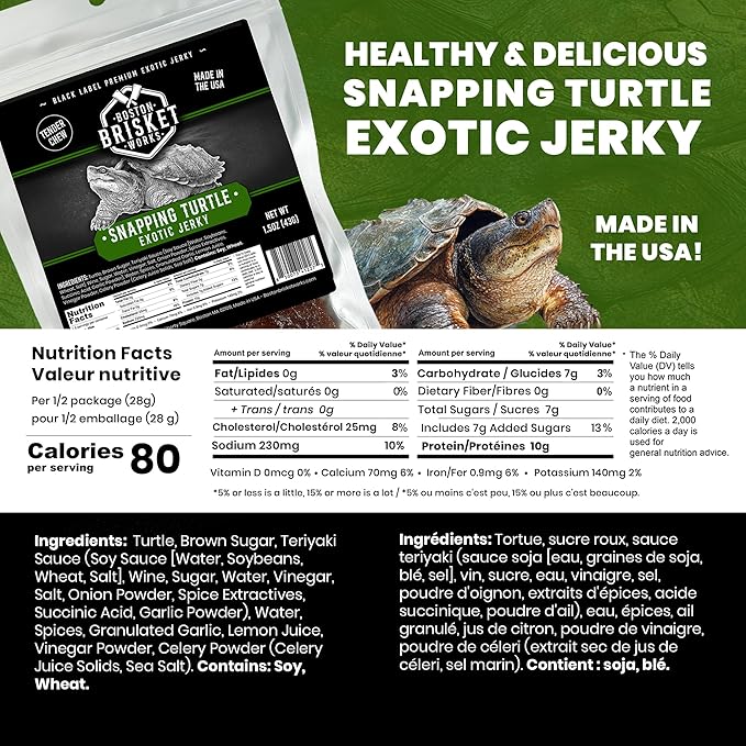 Snapping Turtle Jerky Challenge - Cajun Style Exotic Meat - Handmade Small Batch Valentine’s Gift for Him - Swamp Dare Snack
