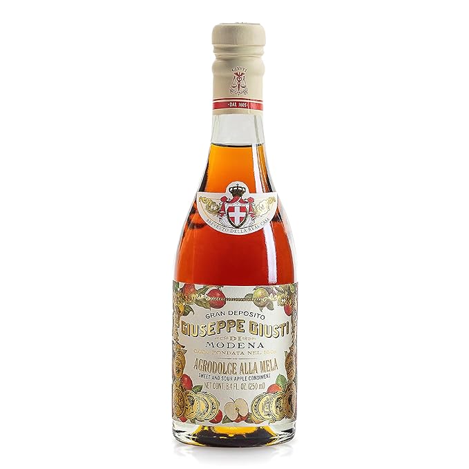 Giuseppe Giusti Apple Sweet and Sour Condiment – Made With Balsamic Vinegar of Modena Elevate Salads Pasta Desserts and Craft Cocktails – 8.45 fl oz (250 ml) - Pack of 1