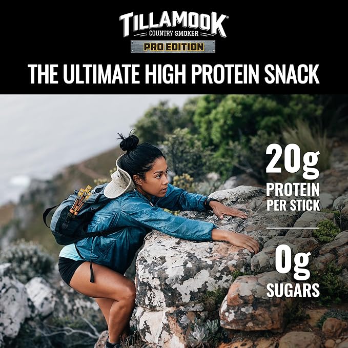 Tillamook Country Smoker PRO Edition Meat Sticks Zero Sugar Teriyaki 2 Oz (8 Sticks) Real Hardwood Smoked Sausages Angus Beef and Pork High Protein Individually Wrapped Keto Snack for Athletes