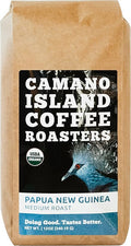 Camano Island Coffee Roasters Papua New Guinea Whole Bean 12oz Fresh Medium Roast USDA Organic Fairly Traded Shade Grown Top 1% Arabica Delicious Cocoa Dried Fruit Brown Sugar Flavor Profile