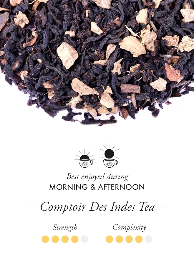 TWG Tea | Comptoir Des Indes Tea | Black Tea | Masala Chai &amp Spices | 15 Hand Sewn Cotton Teabags | Gift Set