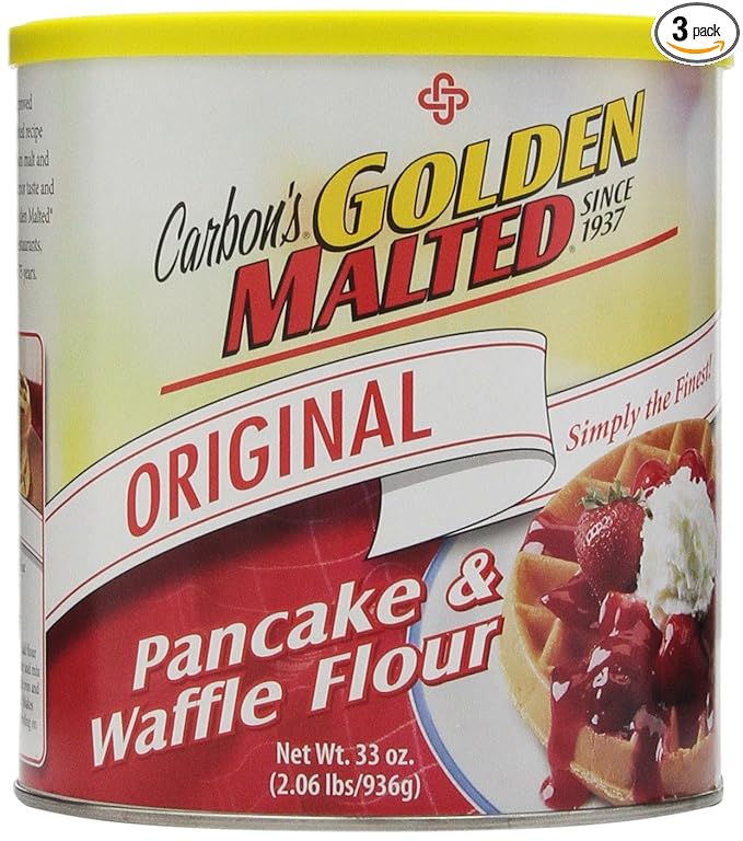 Golden Malted Pancake &amp Waffle Flour Original 33-Ounce Cans (Pack of 3) (Packaging May Vary)