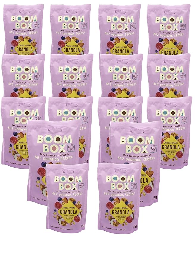 BOOM BOX Forest Fruits Coconut and Almond Oat Granola - 60g Nutrient-Rich Breakfast Delight