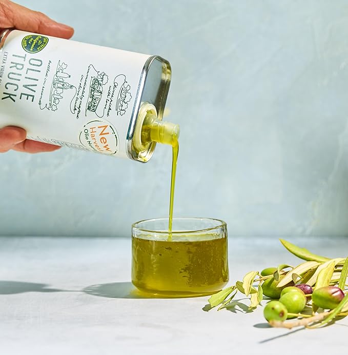 Olive Truck California Extra Virgin Olive Oil - Made from Early Harvest Olives Authentic &amp Filtered Glass Bottle Cold-Pressed High Polyphenol Olive Oil - Ascolano (Italian) 16.9 fl oz (Pack of