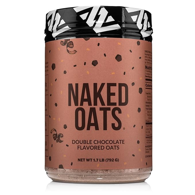 Naked Oats - Double Chocolate Overnight Oats 20g Grass-Fed Protein Gluten-Free Oatmeal Instant Breakfast or Shake High Protein Oatmeal High Fiber Breakfast Shake Non GMO No Soy - 12 Servings