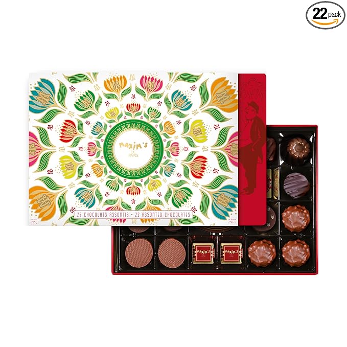Maxim's de Paris Gourmet Milk and Dark Chocolate Candies Assortment 22 Chocolates 7.6oz