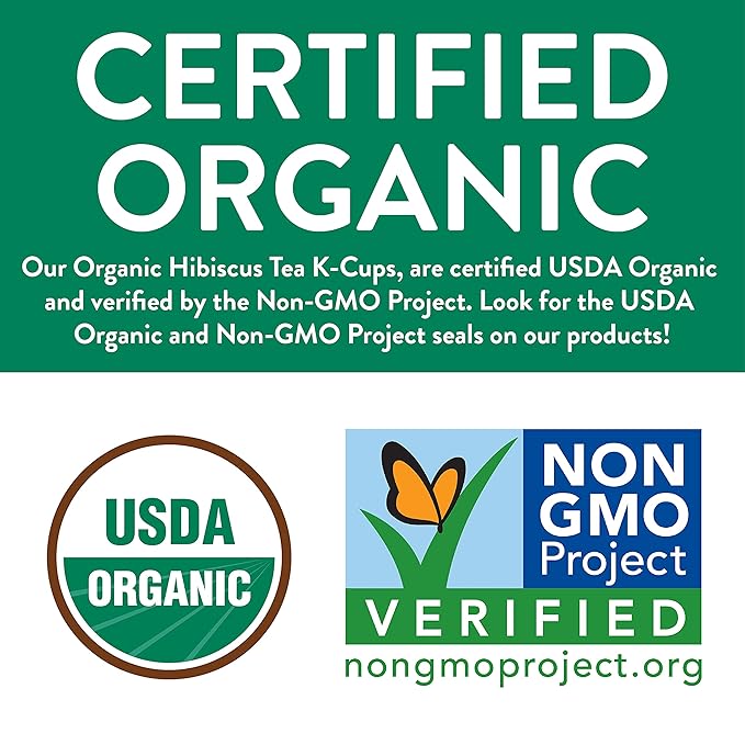 Organic Hibiscus Herbal Tea K-Cup Pods 24 Pods by FGO - Compatible with Keurig - Naturally Caffeine-Free Tea Premium Green Tea is USDA Organic Non-GMO &amp Recyclable