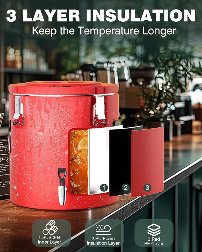 WantJoin Insulated Beverage Dispenser - 8 Gallon Hot and Cold Drink Container with 304 Stainless Steel Interior for Iced Coffee Juice Chocolate Tea Milk Restaurant Party Sports Camping