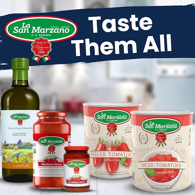 La San Marzano Marinara Sauce 24 oz Pasta Sauce Made in Italy All Purpose Tomato Premium Quality All Natural Mediterranean Diet Non GMO Vegan Gluten Free