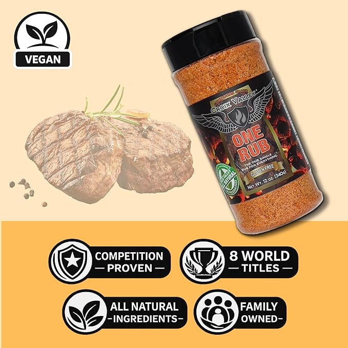 Croix Valley One Rub – 3 Pack (12 oz Plastic Shaker Bottle) – Deep Savory Umami with Bold Steakhouse Flavor – Gluten-Free All-Natural Vegan – All-Purpose Barbecue Seasoning