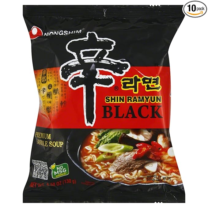 Nong Shim Shin Ramyun Black Premium Noodle Soup 4.58 Ounce (Pack of 10)