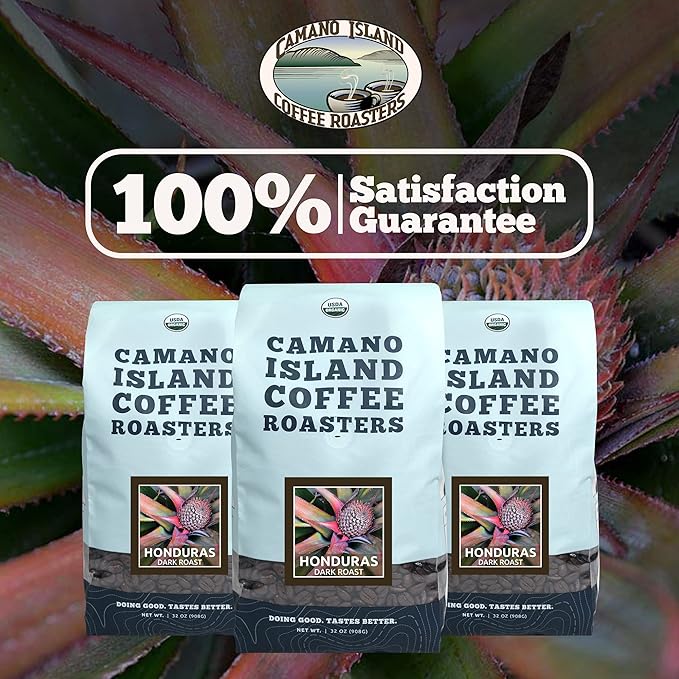 Camano Island Coffee Roasters Roasters Honduras Dark Roast Ground 2lb Fresh Small Batch Roasted USDA Organic Fairly Traded Shade Grown Top 1% Arabica - Molasses Brown Sugar Cinnamon Flavor