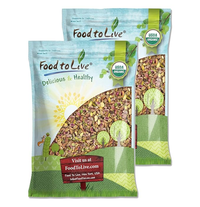 Food to Live - Organic Raw Pistachios No Shell 16 Pounds - Non-GMO Unsalted and Unroasted Kernels. Perfect for Snacking and Cooking