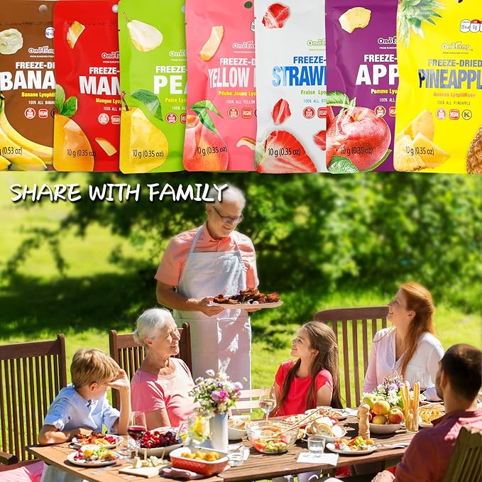 ONETANG Freeze-Dried Mixed Fruit 12 Pack Single-Serve Pack Non GMO Kosher No Add Sugar Gluten free Vegan Holiday Gifts Healthy Snack 0.35 Oz
